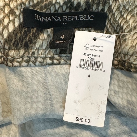 Banana Republic Maxi Slip Skirt Olive Snakeskin Leg Slit - Picture 4 of 5